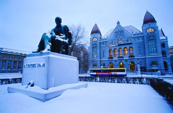 Aleksis Kivi statue, railway station square, Helsinki, Finland Photo