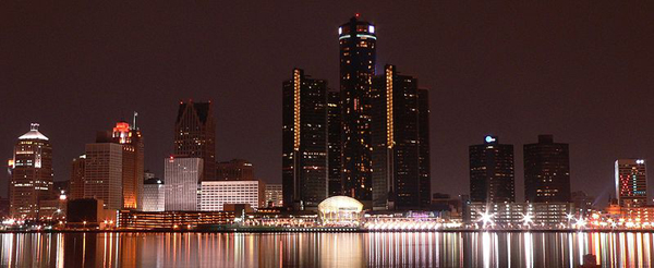 International Riverfront, with General Motors headquarters building in the background, Detroir, Michigan, United States photo